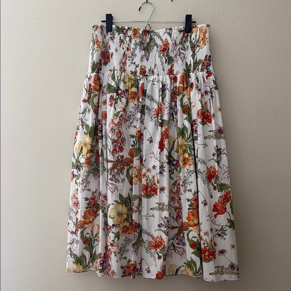 J. Crew Cream Pleated A-Line Midi Skirt